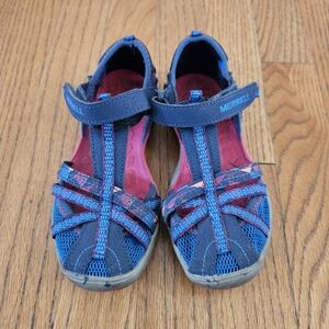Merrell Dragonfly Blue and Pink Sandals Girls Size 12